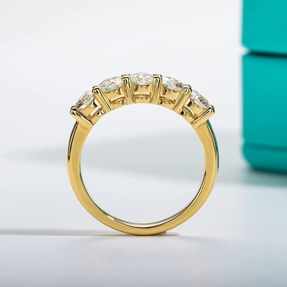 Certified 14k Yellow Gold 1.50ct Diamond Ring Engagement Moissanite 925 Wedding - Picture 2 of 5